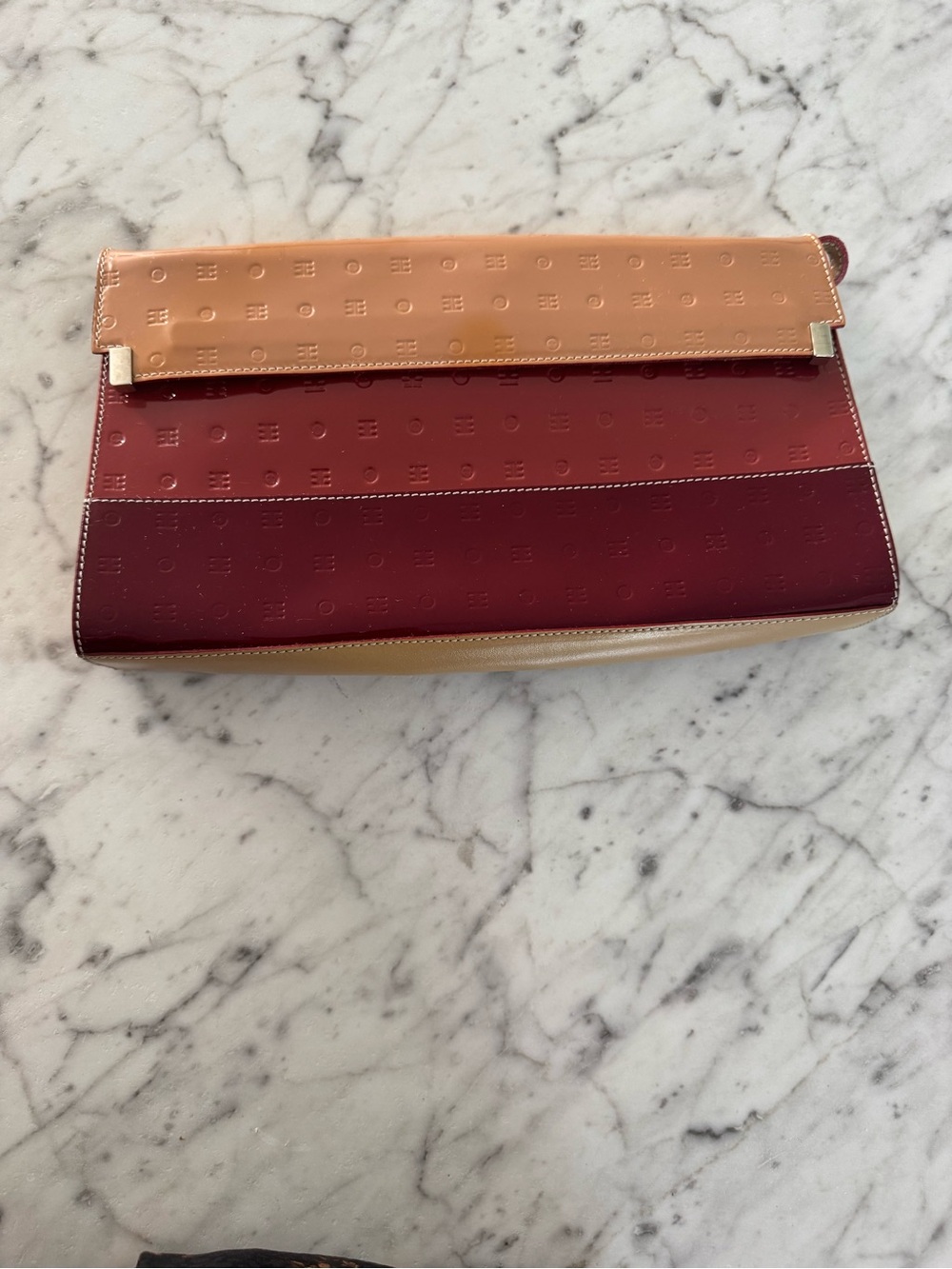 Arcadia Patent Leather Shoulder Bag in Tan, Red, Burgundy - Picture 3 of 10